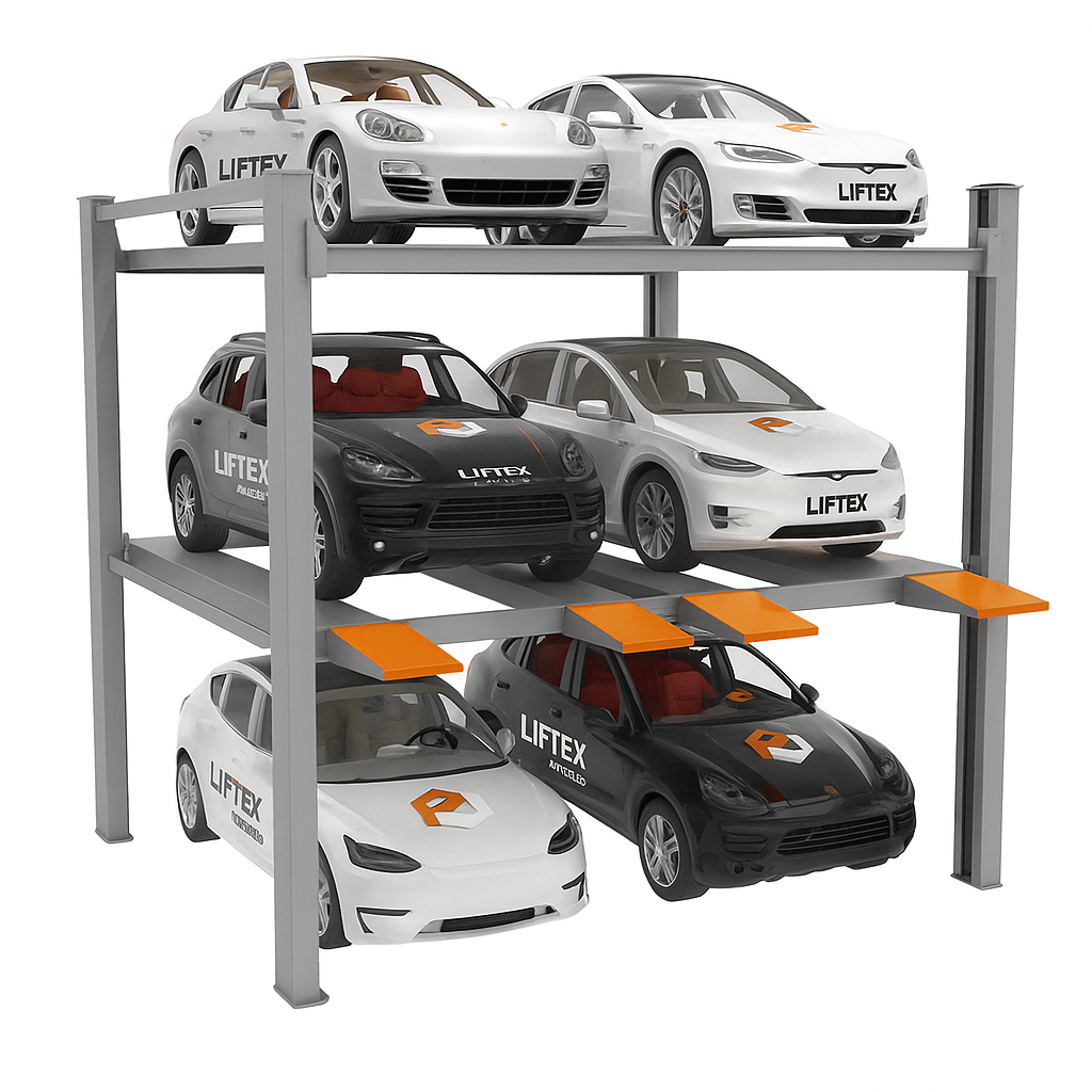 Extended 3-Level Parking Stacker For 6 Cars – 2725 | Liftex Trading