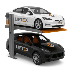 2 Post Hydraulic Parking Lift – Compact Car Stacker System | Liftex Parking