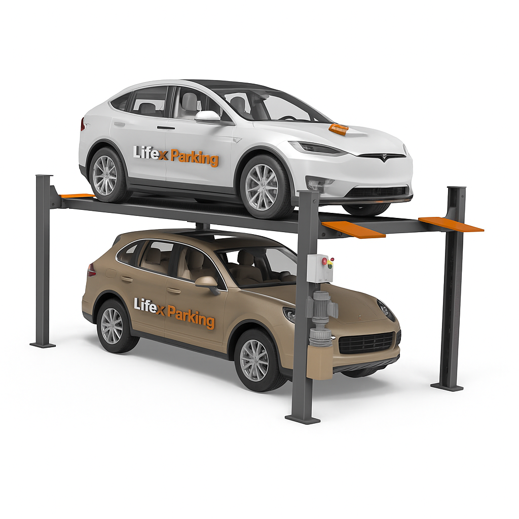Heavy Duty Four Post Car Parking Lift – Extra Wide Design | Liftex Parking