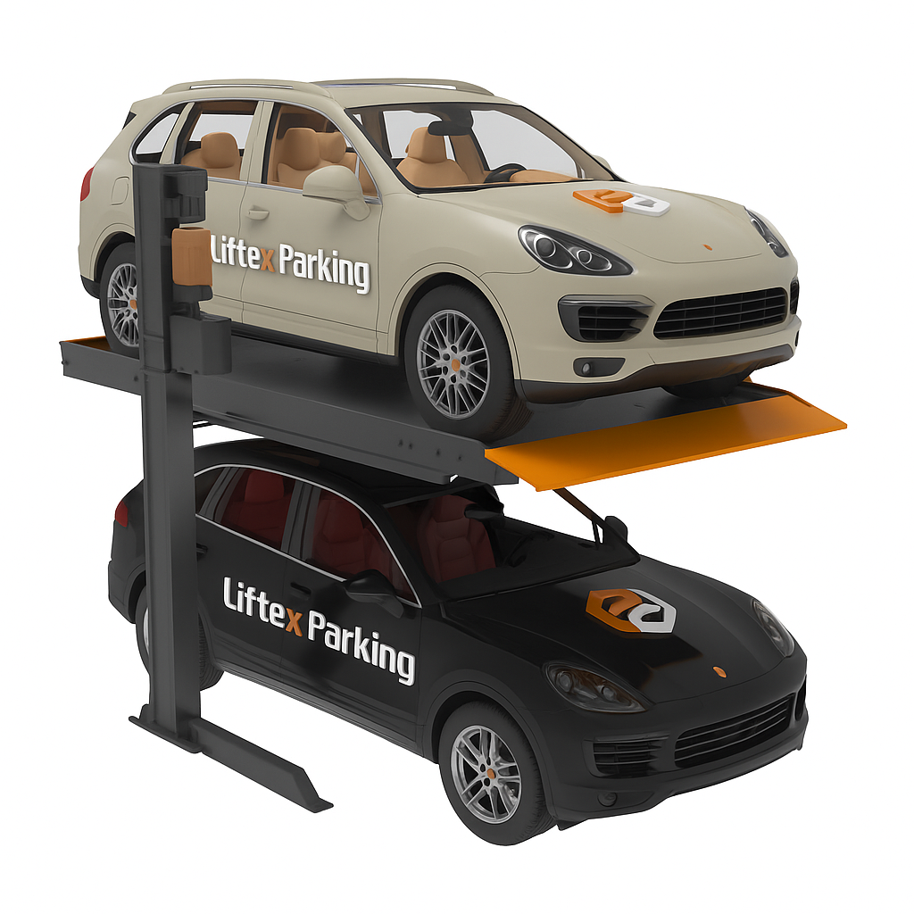 Bestseller! Hydraulic Two Post Car Parking Lift – 2700 kg Capacity Stacker | Liftex Parking